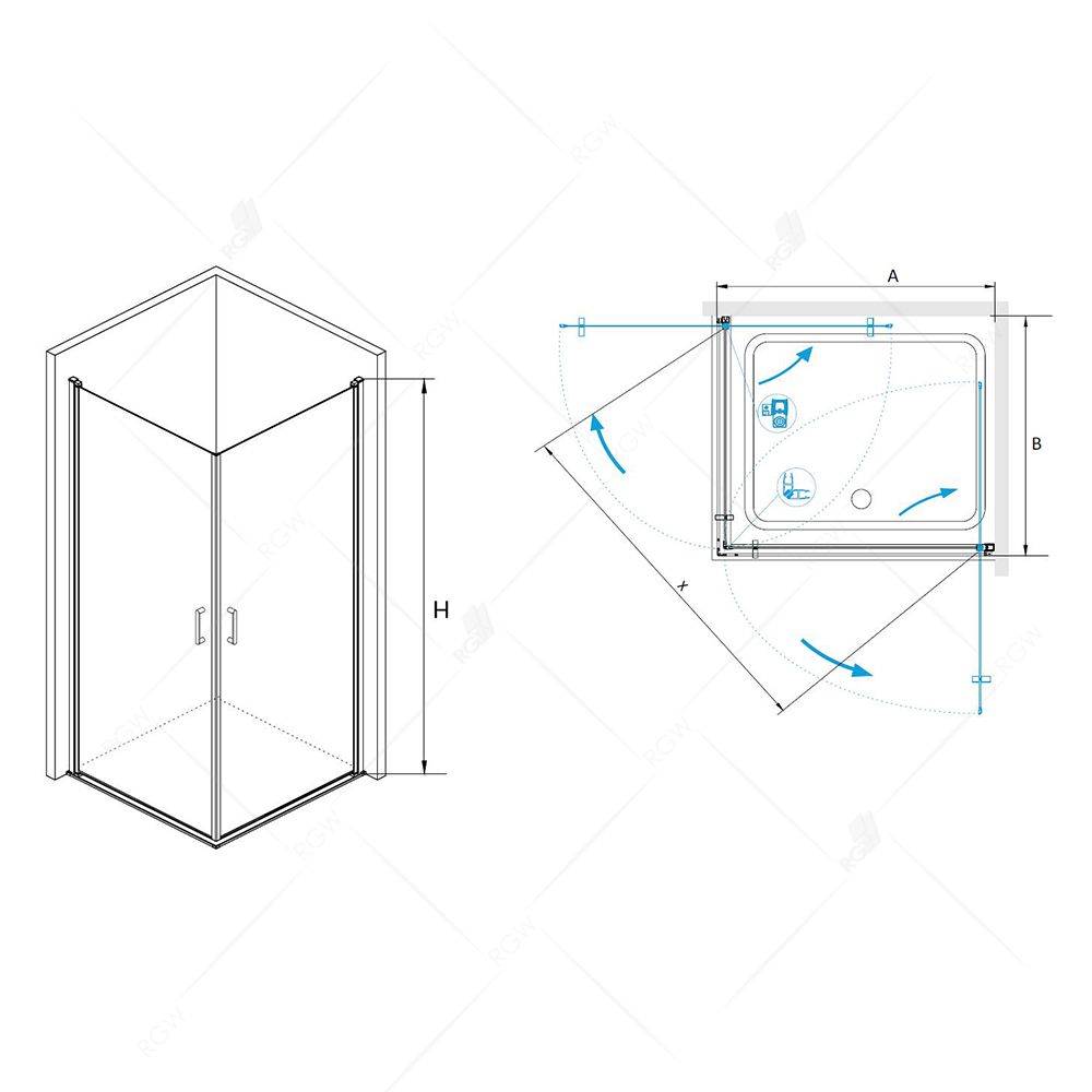 Душевой уголок RGW Leipzig LE-30 80x80x195 профиль хром 06123008-11 - 1