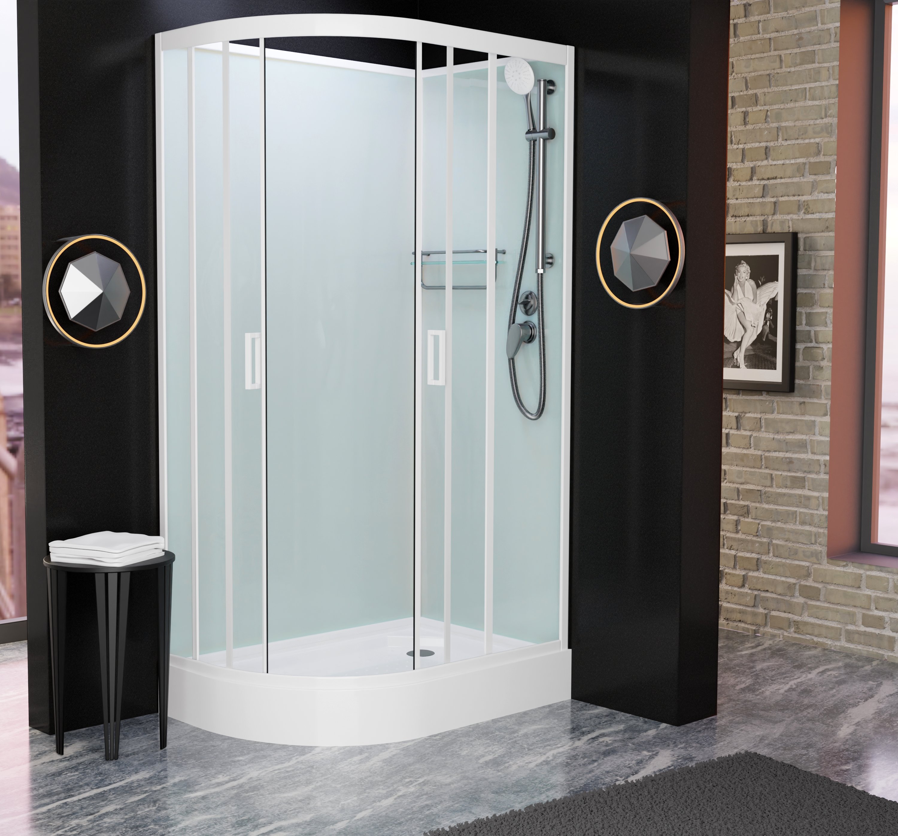 Душевая кабина Frank F412R White правосторонняя б/к Без крыши 412014 - 0