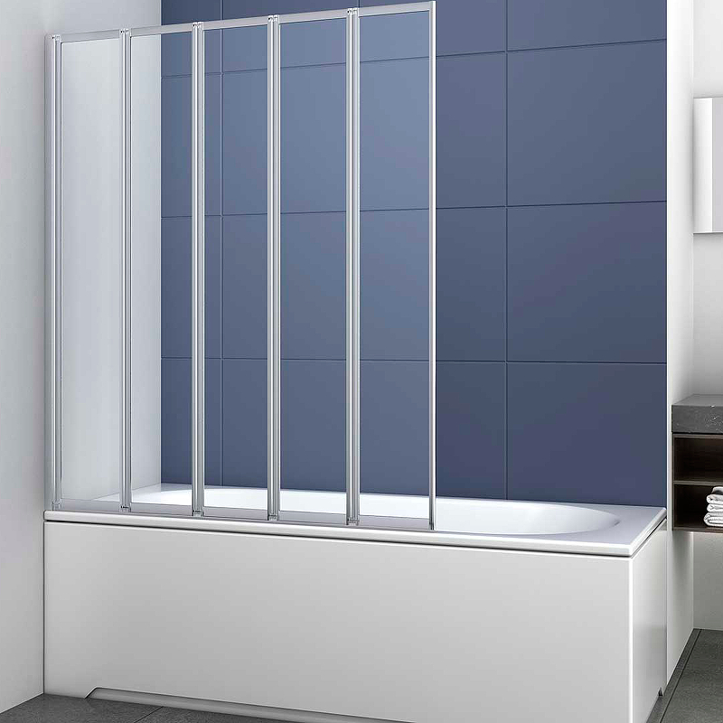 Душевая шторка на ванну Vincea 120х140 хром стекло прозрачное VSB-32120CL - 0