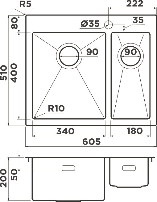 Мойка кухонная Omoikiri Akisame 60-2 L 4993775 - 1