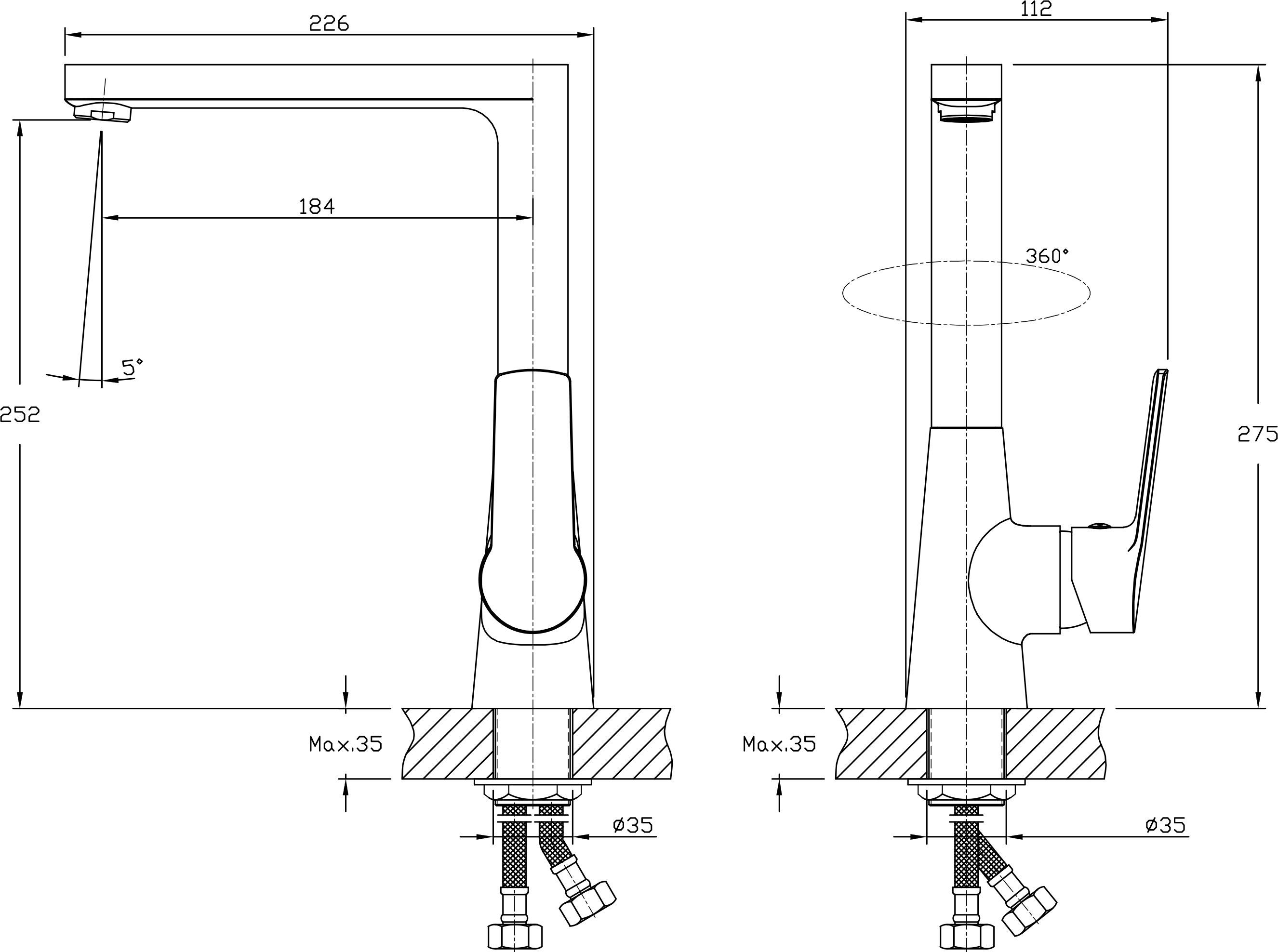 Смеситель для кухонной мойки RUSH Balearic  BA3935-23 - 1