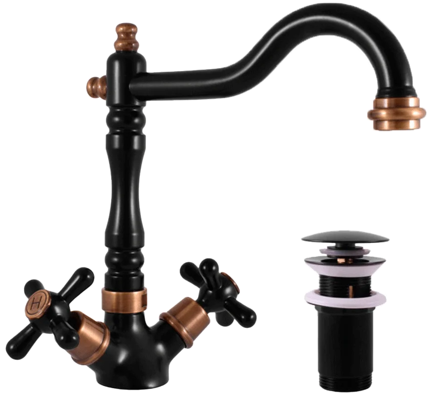Смеситель для раковины Rav Slezak Morava retro черный матовый - бронза MK121.5/8CMATSM - 0
