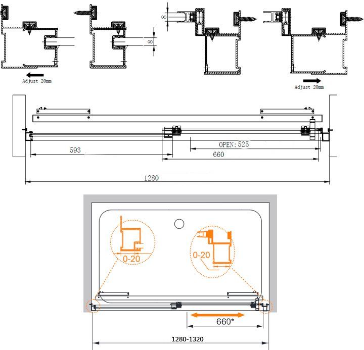 Душевая дверь Cezares Lux soft 132 см  LUX-SOFT-W-BF-1-130-C-Cr-IV - 7