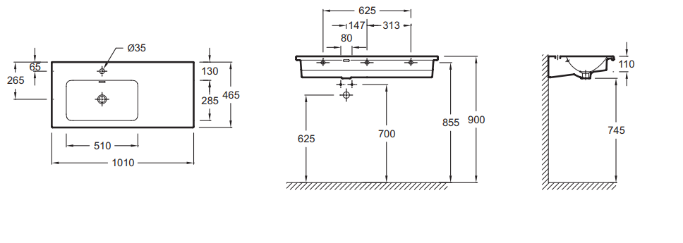 Раковина Jacob Delafon Vox EXAC112 R, 100 см EXAC112-00 - 1