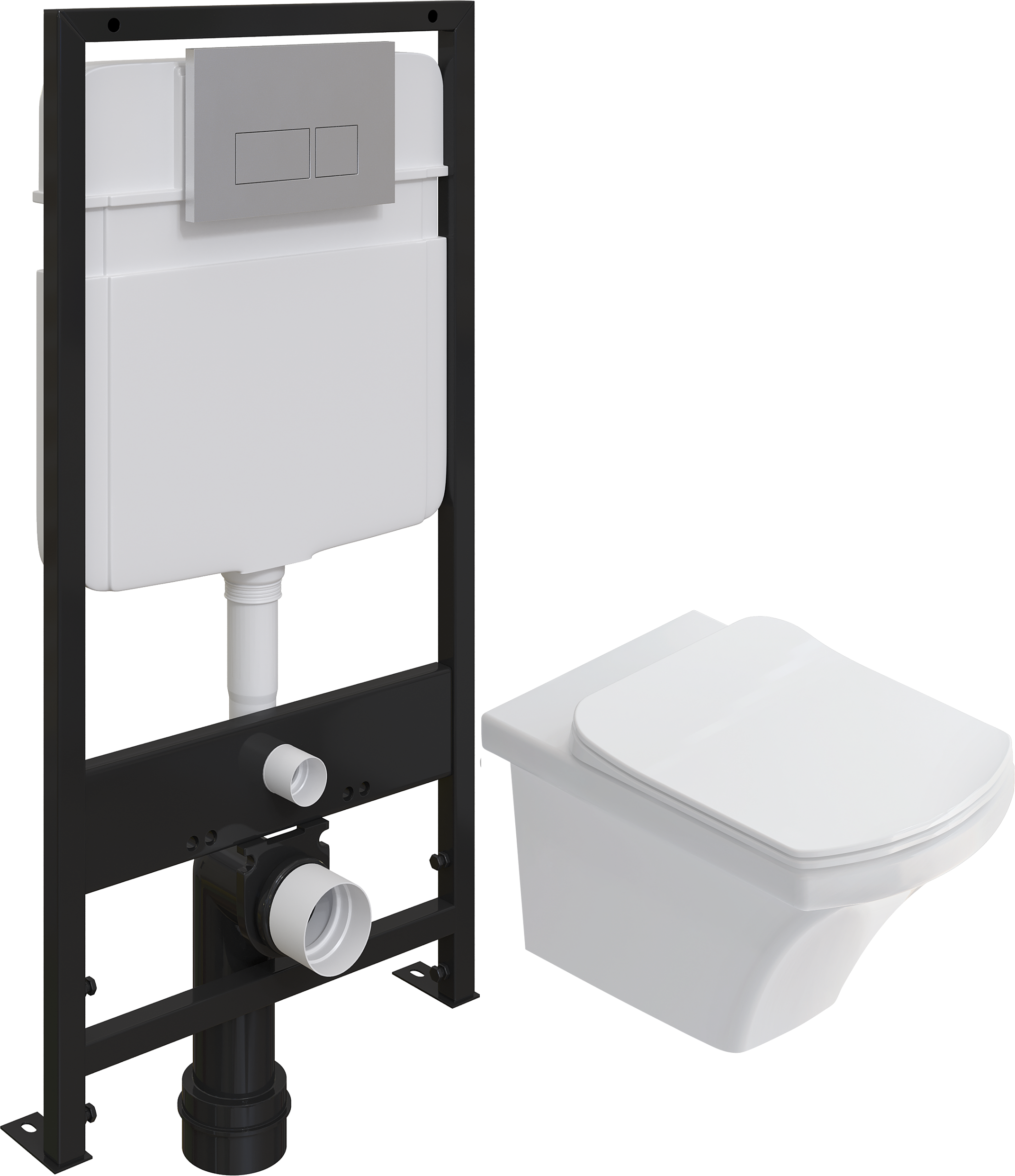 Комплект Унитаз подвесной STWORKI Хальмстад SETK2804-0606-001-1-6000 с микролифтом + Система инсталляции для унитазов EWRIKA ProLT 0026-2020 с кнопкой смыва 0040 хром матовый 560205 - 0