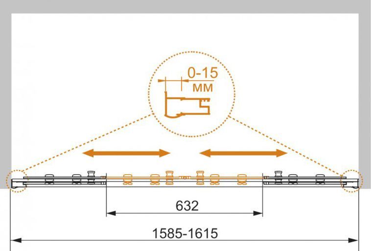Душевая дверь в нишу Cezares Pratico BF2 160 P Cr PRATICO-BF-2-160-P-Cr - 5