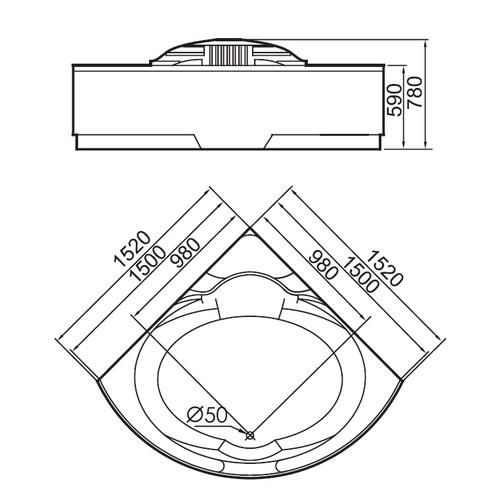 Акриловая ванна Gemy 152х152 белая с гидромассажем G9082 O - 3
