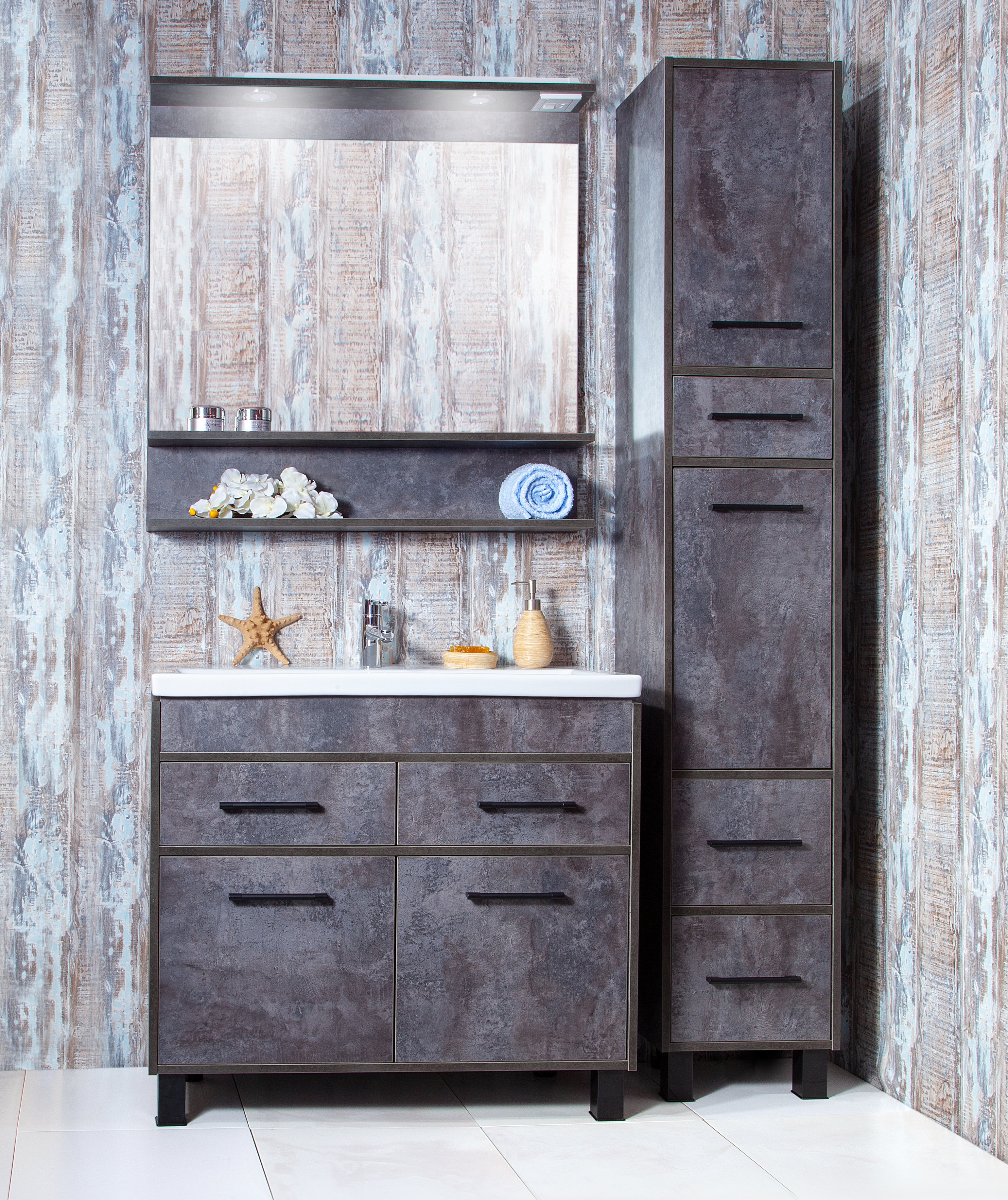 Зеркало Бриклаер Чили 90 цемент, с подсветкой 4627125415180 - 1