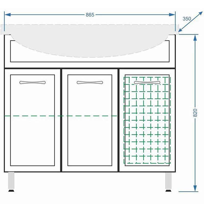 Тумба под раковину Stella Polar Концепт Эльбрус 90 с бельевой корзиной белый SP-00000134 - 4