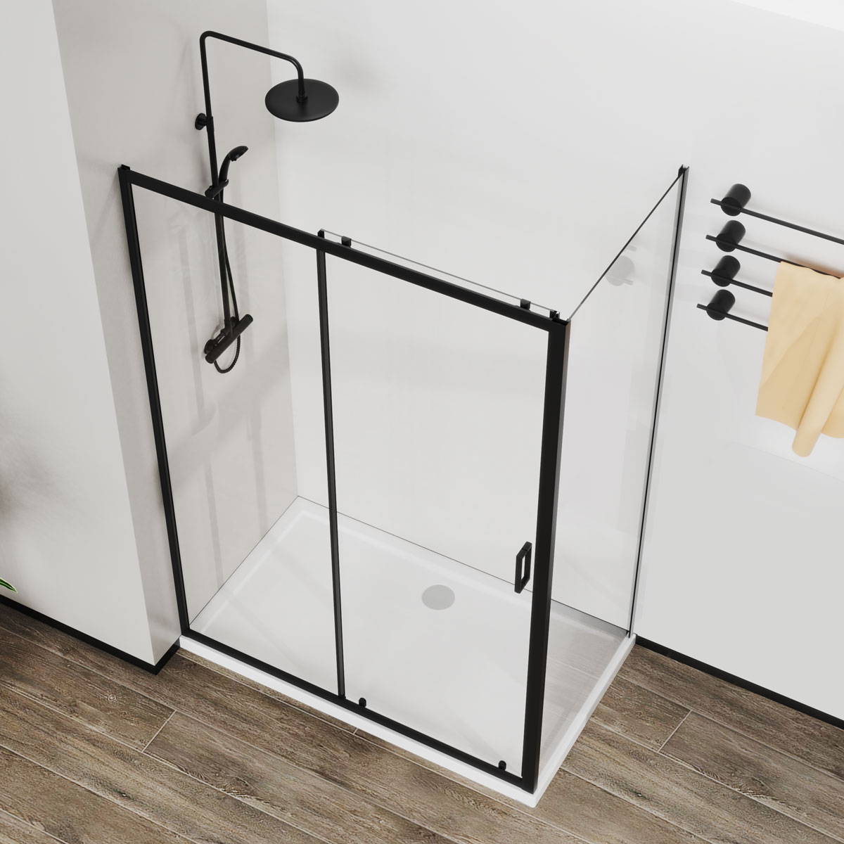 Душевой уголок Vincea City 120х90 профиль черный стекло прозрачное VSR-5CT9012CLB - 4