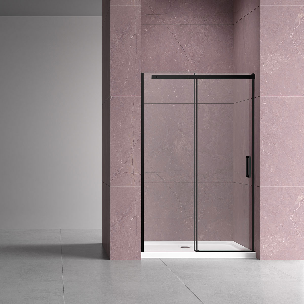 Душевая дверь в нишу Vincea Dice 110x200 профиль черный стекло прозрачное VDS-4D110CLB - 0