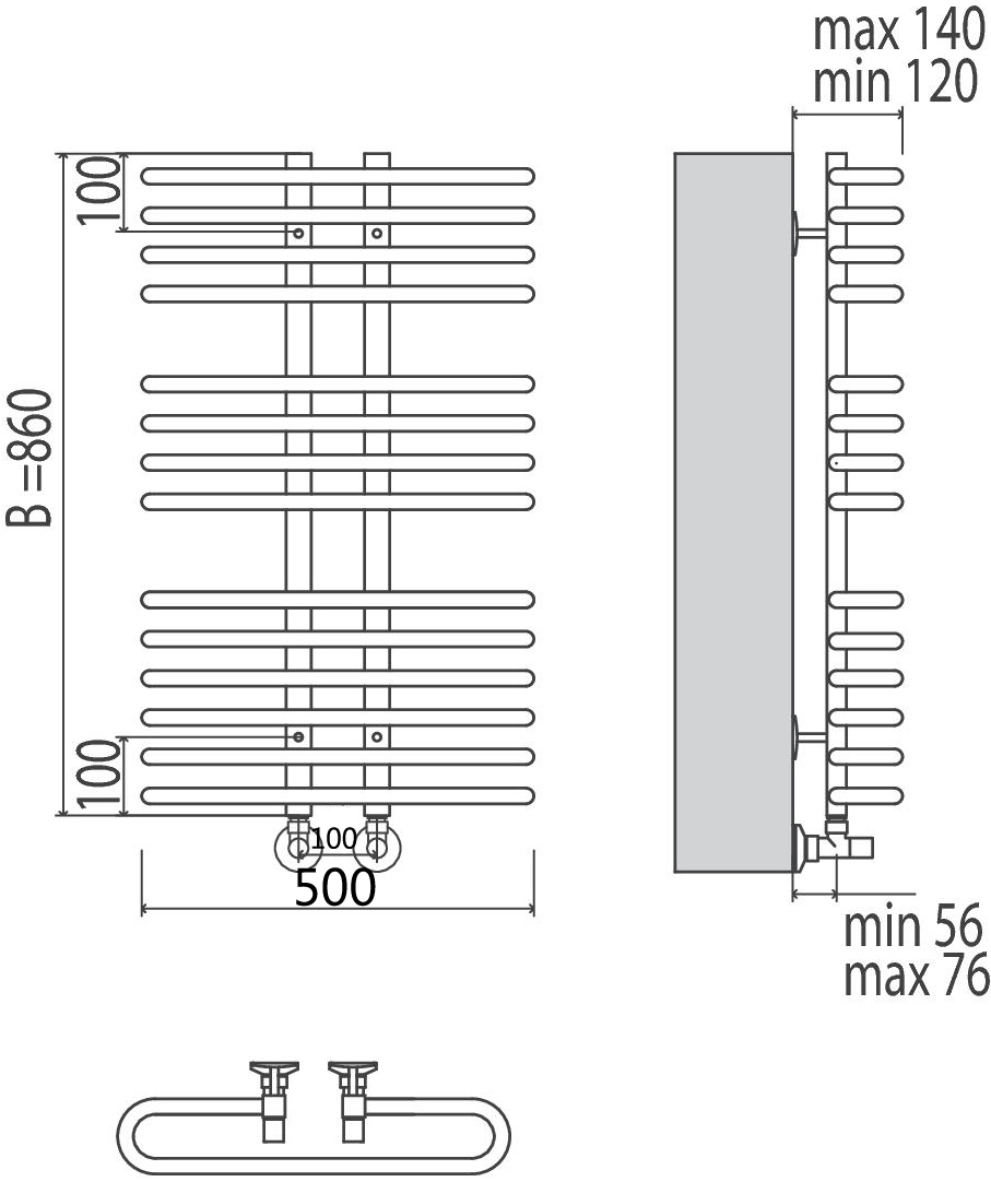 Полотенцесушитель водяной Terminus Сахара П14 50x86 4620768885617 - 3