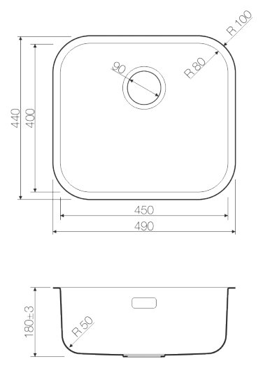 Мойка кухонная Omoikiri Omi 49-U GM вороненая сталь 4993073 - 1