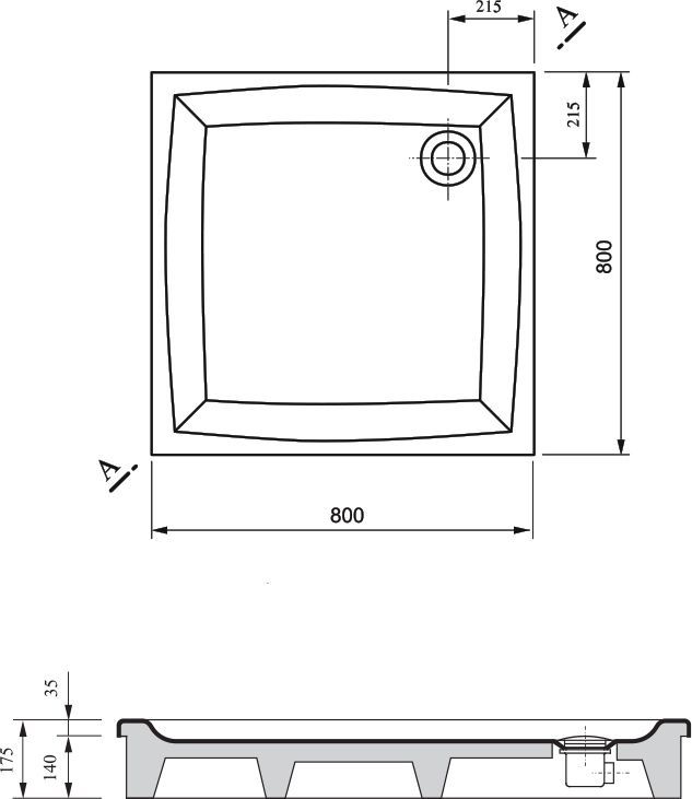 Поддон для душа Ravak Perseus-80 EX под облицовку A024401310 - 2
