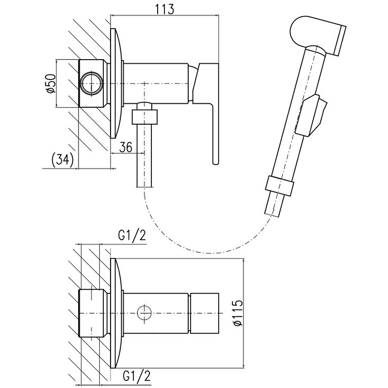 Гигиенический душ Rav Slezak Vltava со смесителем хром VT447/1 - 1
