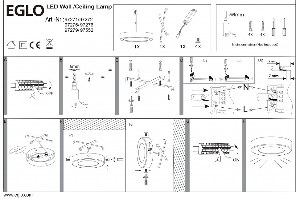Накладной светильник Eglo ПРОМО Fueva 1 97279 - 1