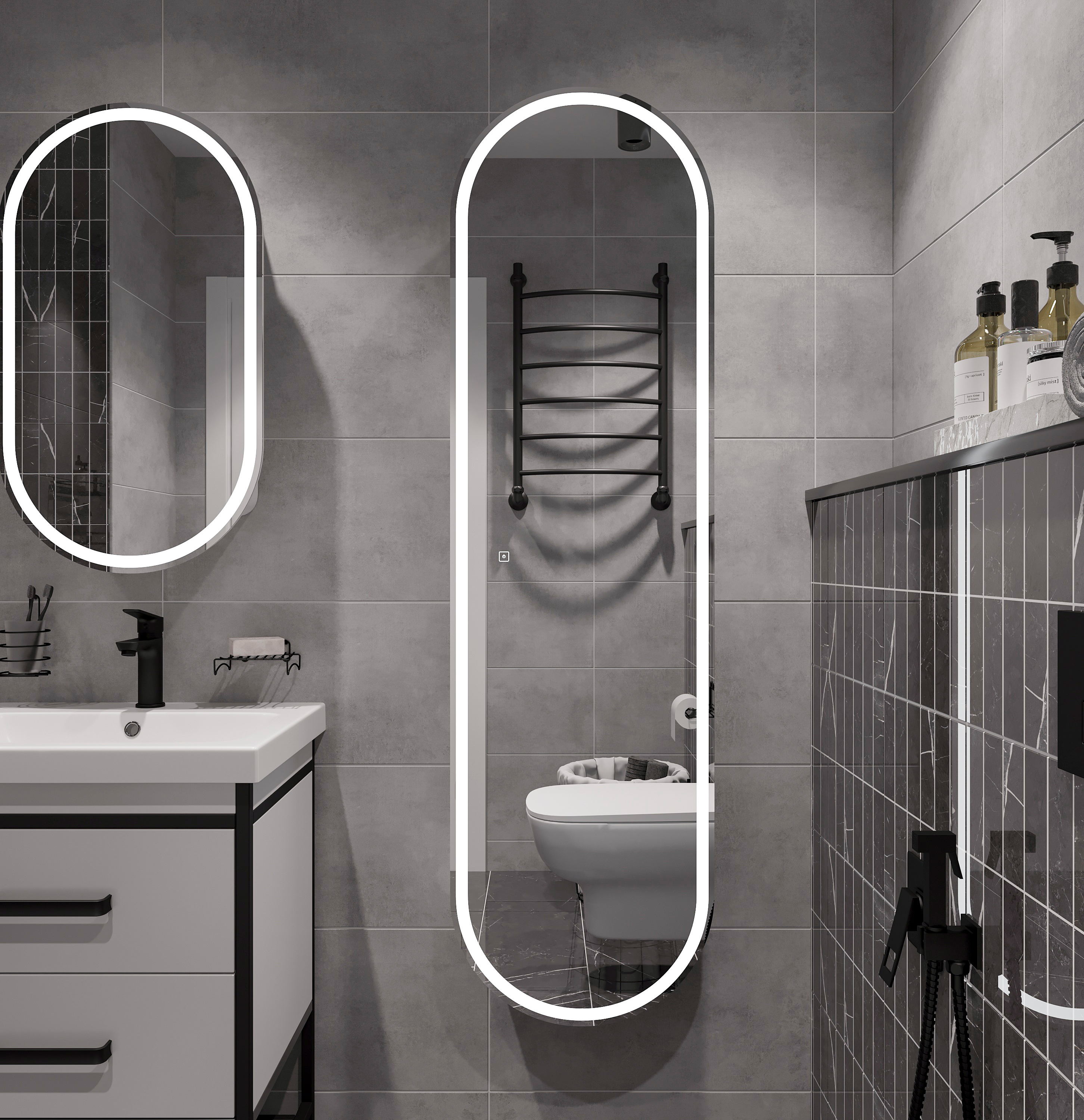 Шкаф-пенал STWORKI Мальмё МВК075 45, с подсветкой, белый - 9