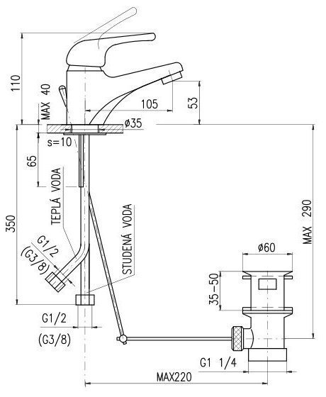 Смеситель для раковины Rav Slezak Sazava хром  SA027.5 - 1