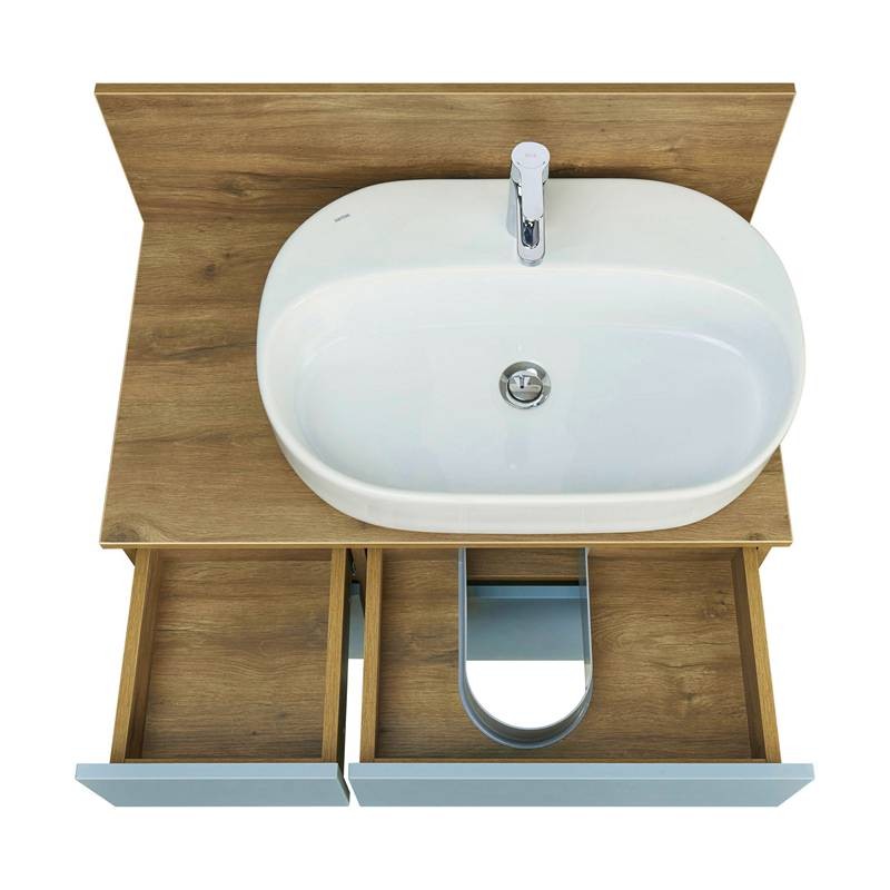 Тумба с раковиной Одри 62 и столешницей Aquaton Мишель 80 светлое дерево-голубой 1A2568K1MIDR0 - 2