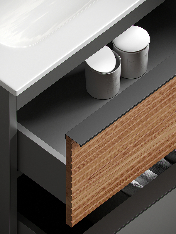 Тумба под раковину Sancos Delta 99х44 серая - светлое дерево DL100GR - 2