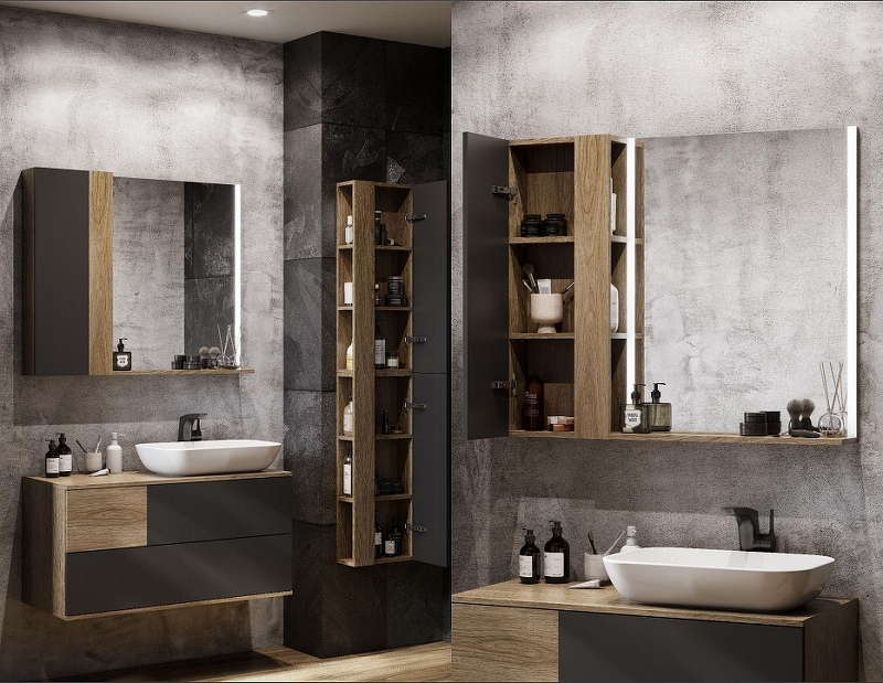 Тумба под раковину Aquaton Терра 105 светлое дерево-серый 1A246901TEKA0 - 14