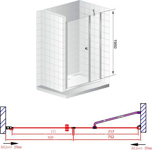 Душевая дверь Cezares Elena 170 хром стекло прозрачное ELENA-W-B-11-80+90-C-Cr - 7