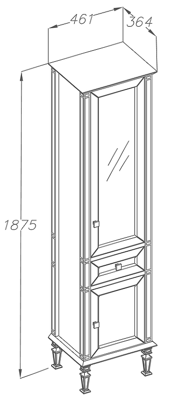 Шкаф-пенал Opadiris Контара 46 левый белый 00-00004353 - 3