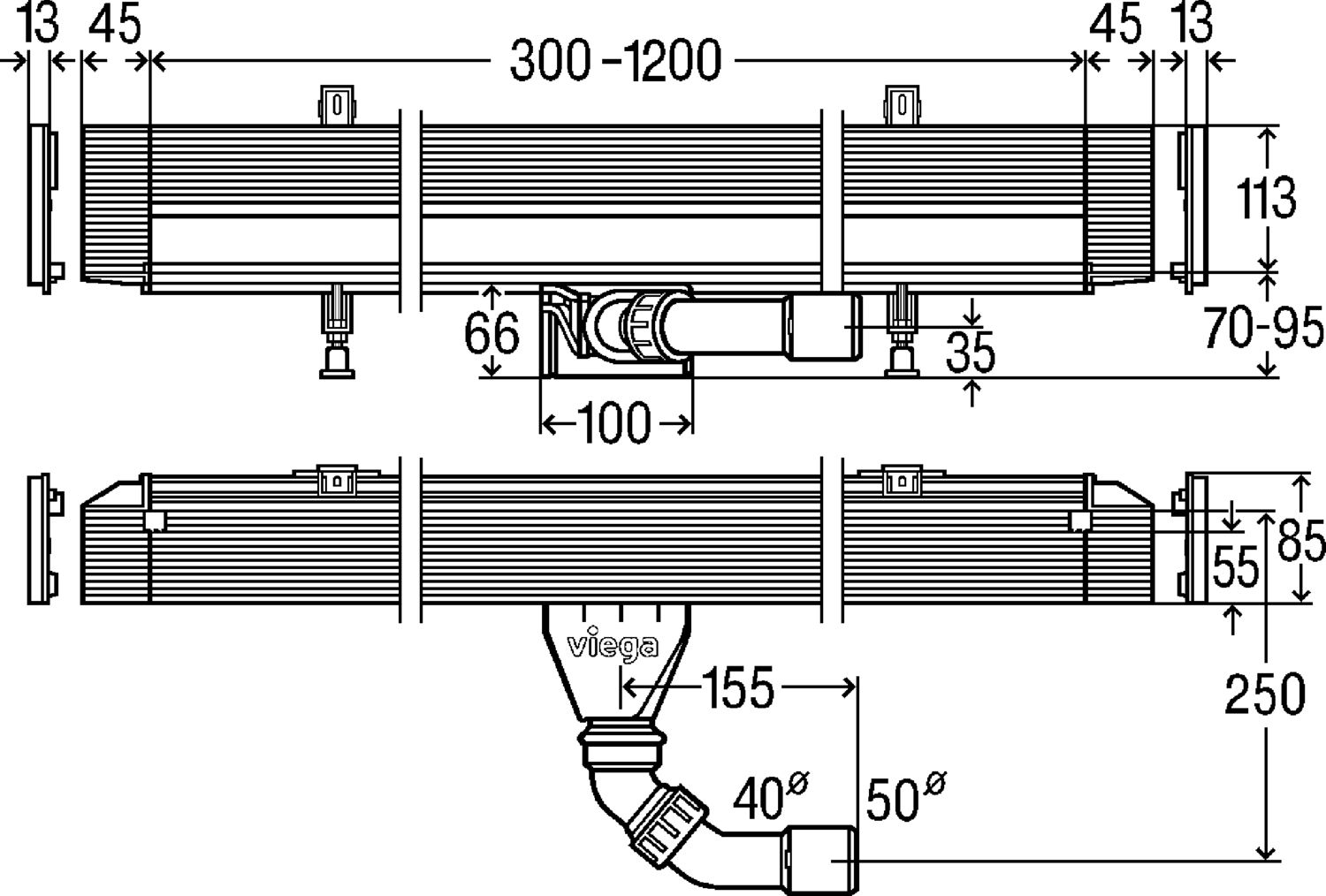 Душевой лоток Viega Advantix Vario 30 - 120 см с решеткой 736736 - 12