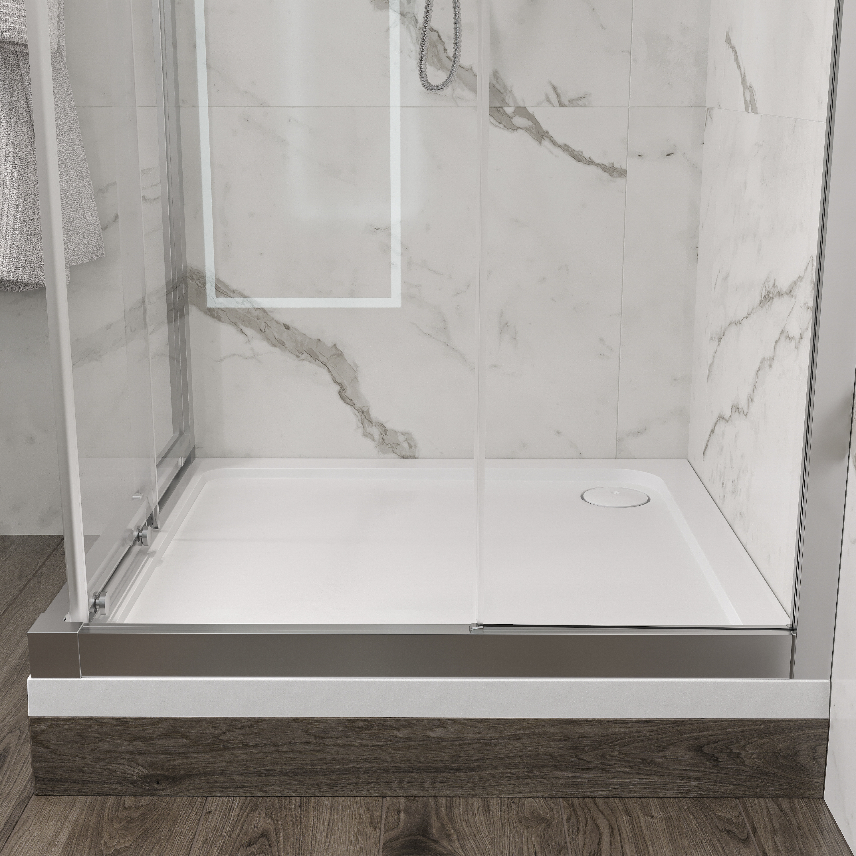 Душевой уголок STWORKI Дублин 90x90 см профиль хром матовый, прозрачное стекло, квадратный 3GW016TTKK000 - 2