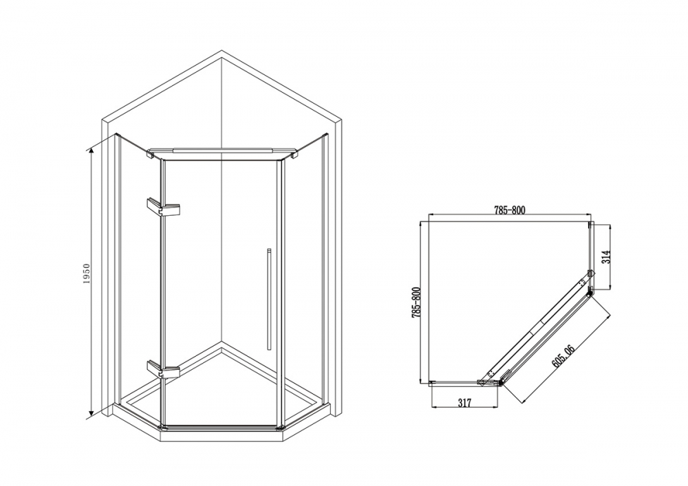 Душевой уголок Abber Ewiges Wasser  AG05080 - 1