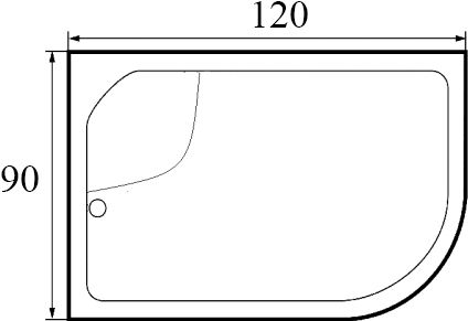 Поддон душевой асимметричный River Wemor 120/90/44 L  10000001763 - 2