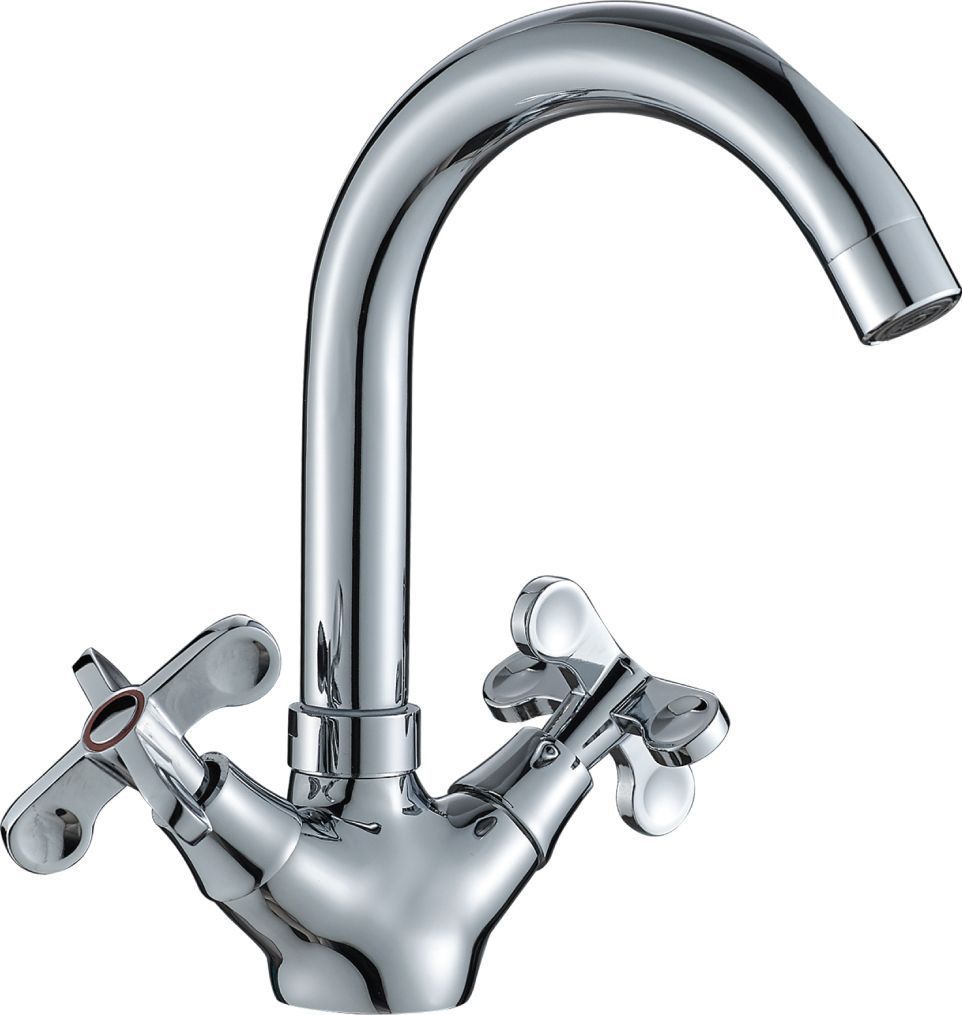 Смеситель для умывальника двуручный с поворотным изливом 143мм, хром RS42-62 - 0