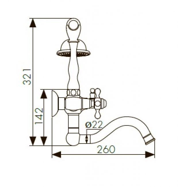 Смеситель Kaiser Carlson Style 44422-1 для ванны с душем - 1