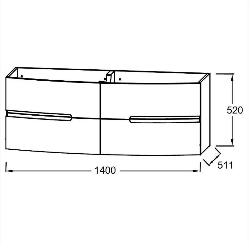 EB1891RU-G98 Nona  Мебель с интегрированными ручками, глянцевый темно-синий, 140 см, 4 ящика - 1