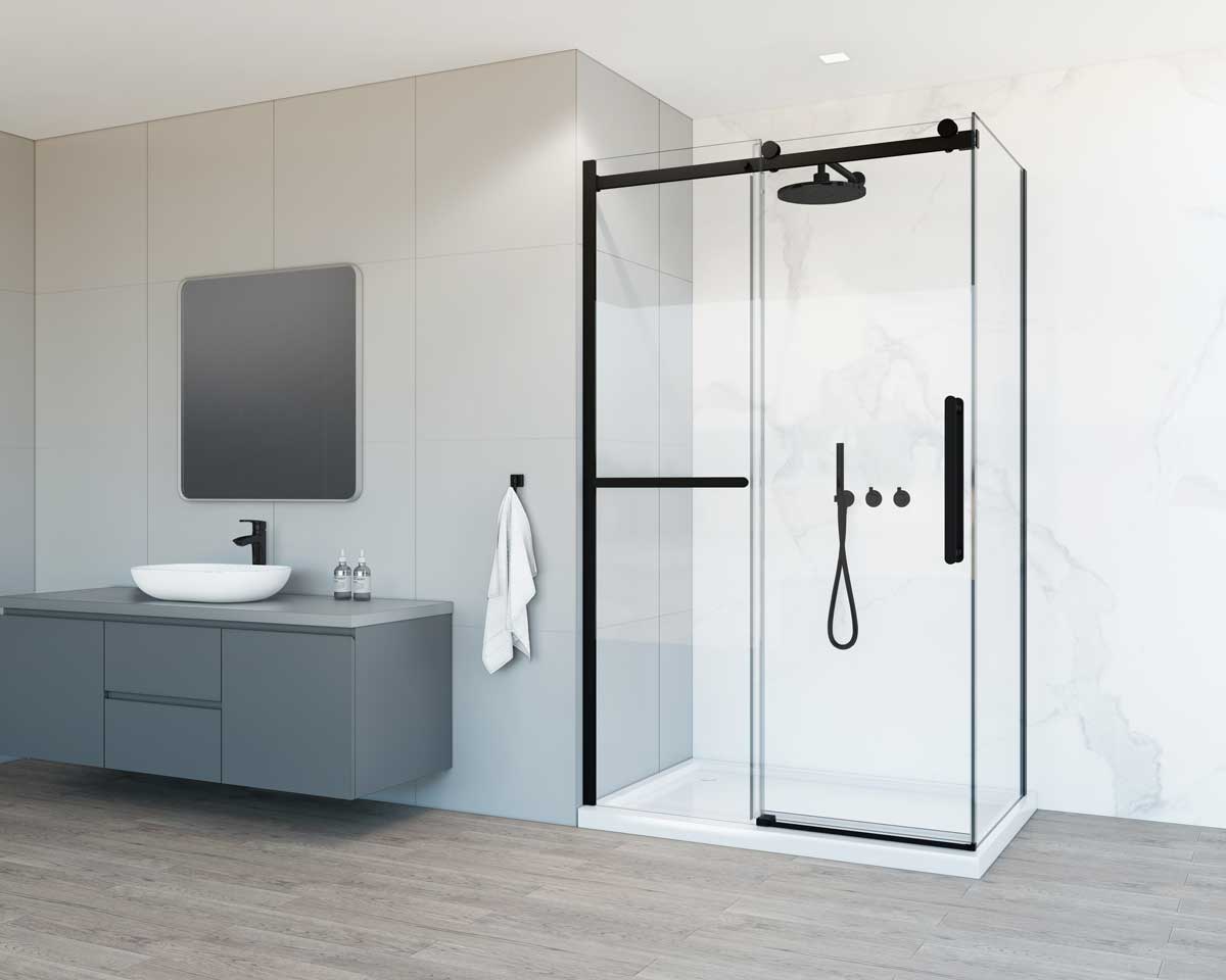 Душевой уголок Vincea Como Soft 140х90 профиль черный стекло прозрачное  VSR-1CS9014CLB - 1