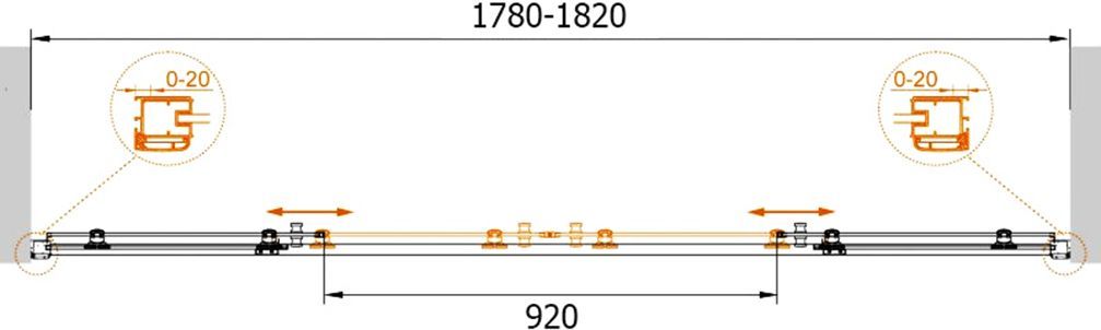 Душевая дверь Cezares Anima 180 хром стекло прозрачное ANIMA-W-BF-2-180-C-Cr - 3