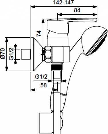 Смеситель для душа Vidima Uno хром  BA237AA - 1