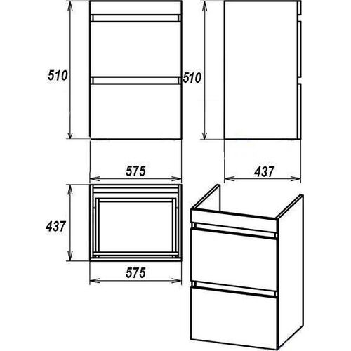 Тумба под раковину Misty Енисей 60 белая глянцевая Э-Ени01060-012По2Я - 2