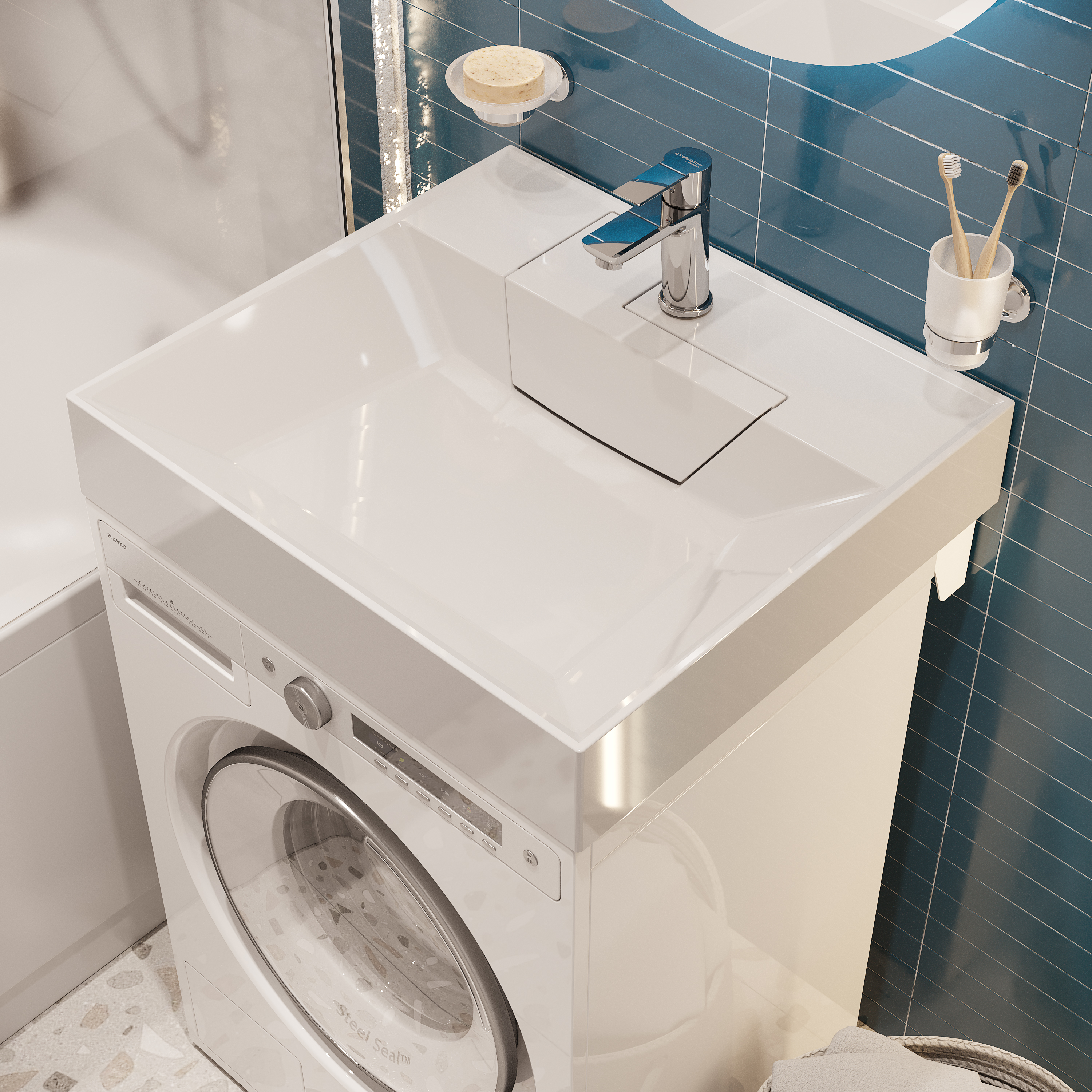 Раковина STWORKI Дублин 55 см, на стиральную машину RSD550 - 1