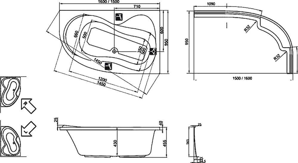 Акриловая ванна Ravak Rosa 150x95 R C561000000 - 1