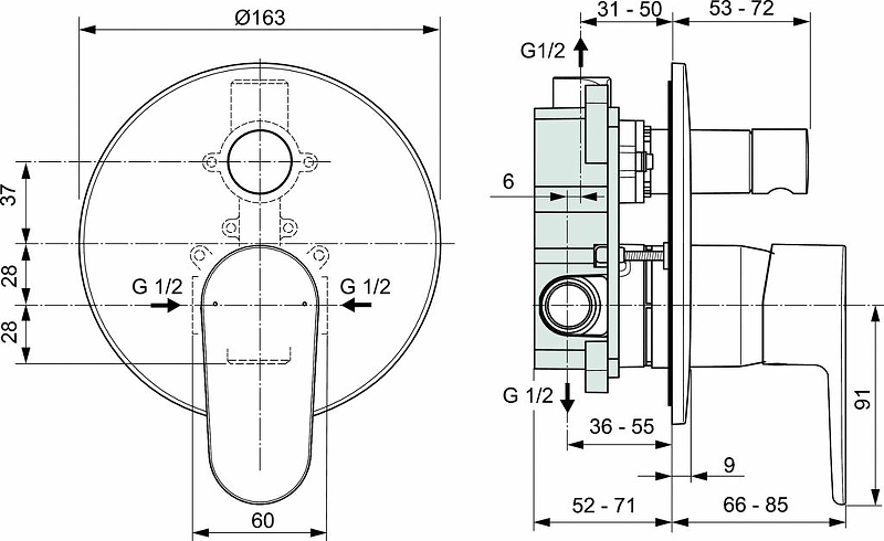 Смеситель для душа Ideal Standard Cerafine Model O черный матовый A7193XG - 3