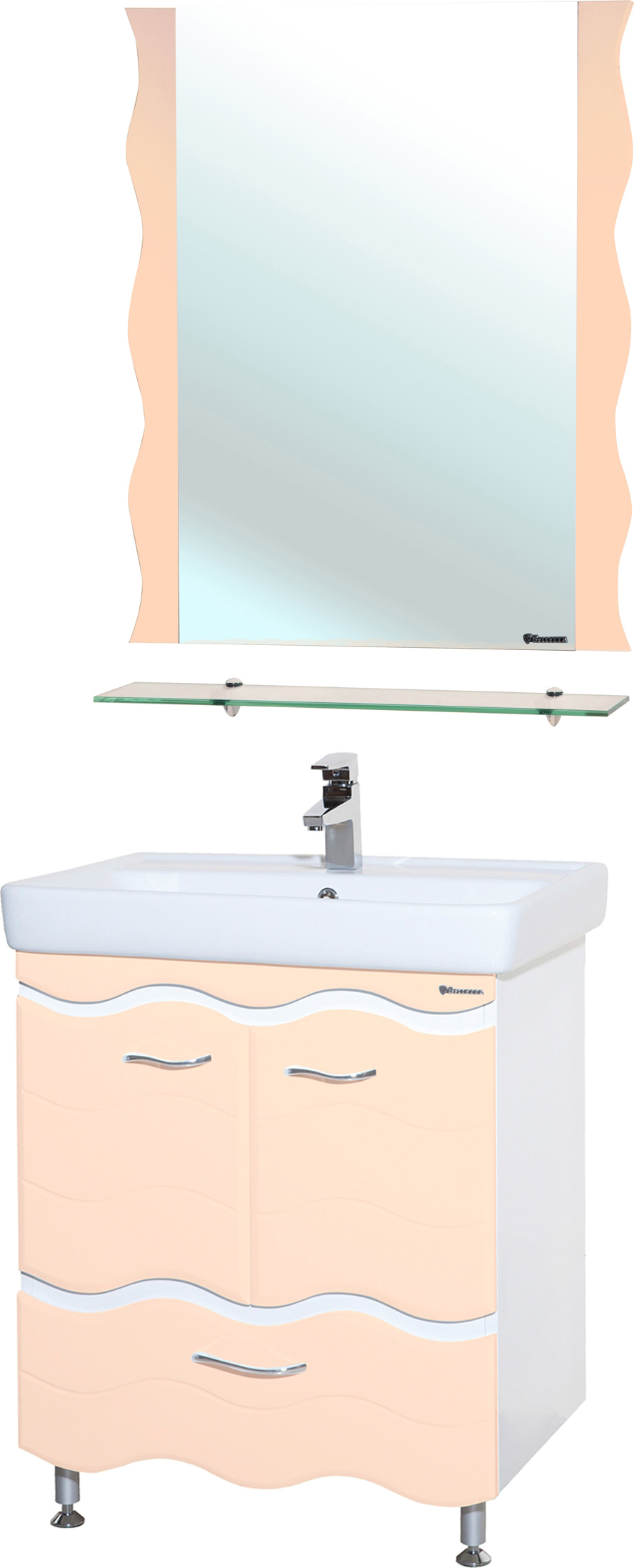 Мебель для ванной Bellezza Мари Волна 80 белая/бежевая - 0