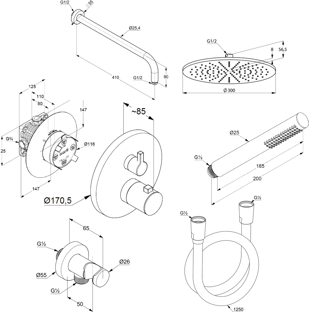 Душевой комплект Kludi Nova Fonte черный матовый  209303915 - 7