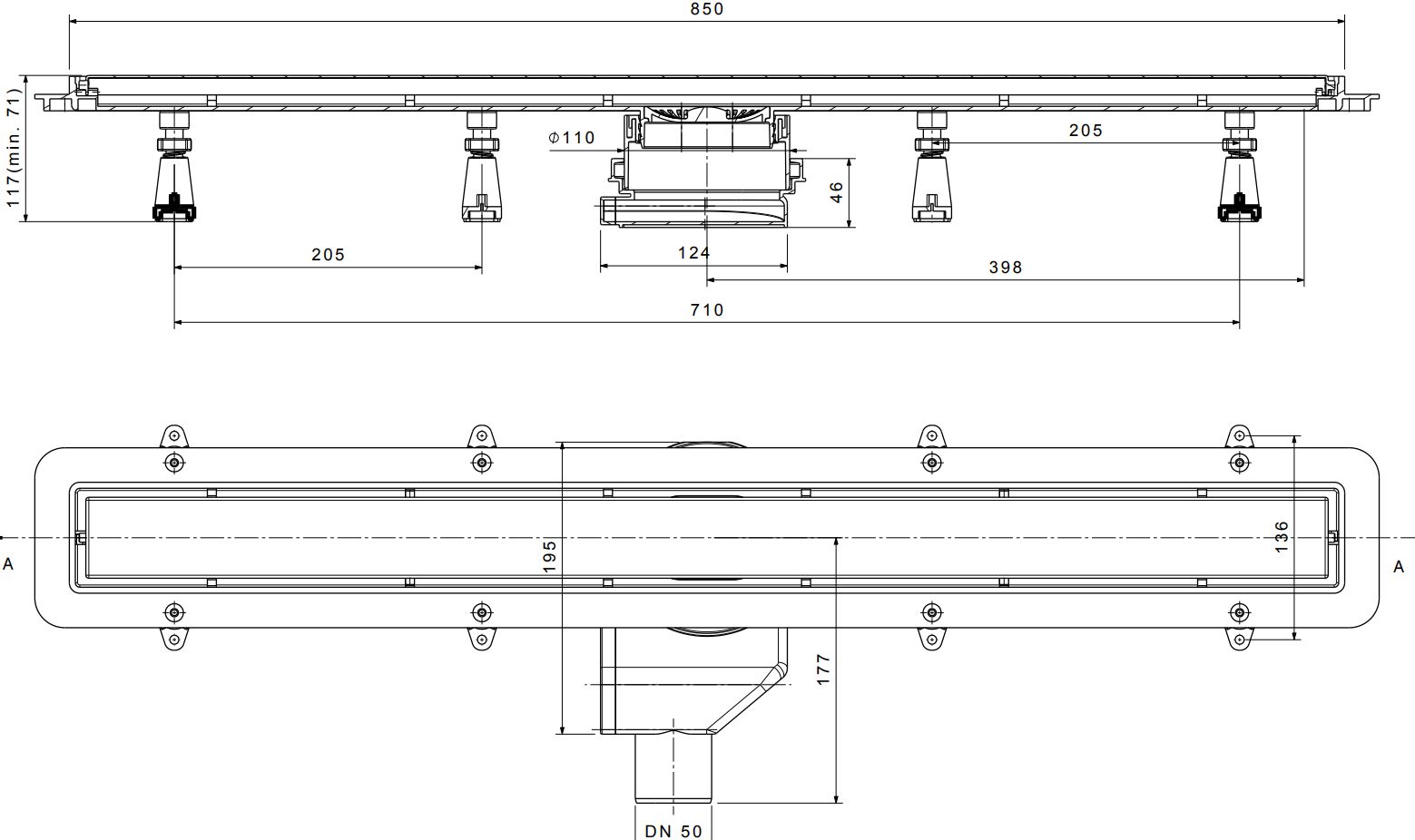 Душевой лоток Pestan Confluo Premium Line 850 белое стекло/сталь 13000285 - 6