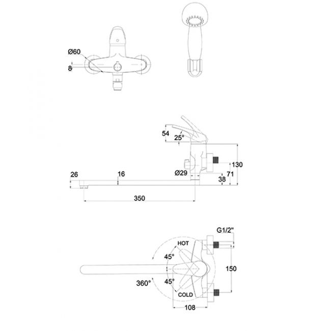 Смеситель Kaiser County 55255 универсальный - 1