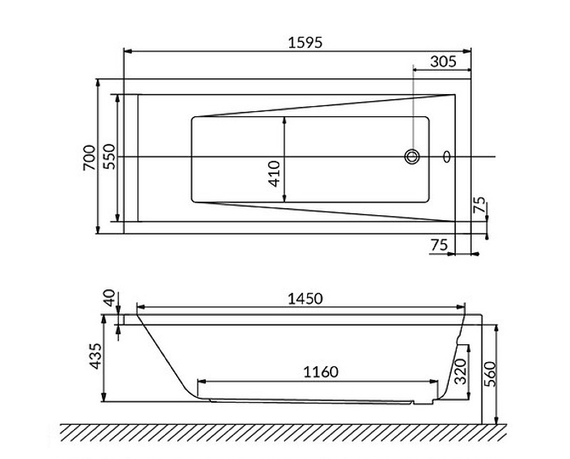 Ванна акриловая WHITECROSS Wave Soft 160x70 с гидромассажем белый - бронза 0101.160070.100.SOFT.BR - 6