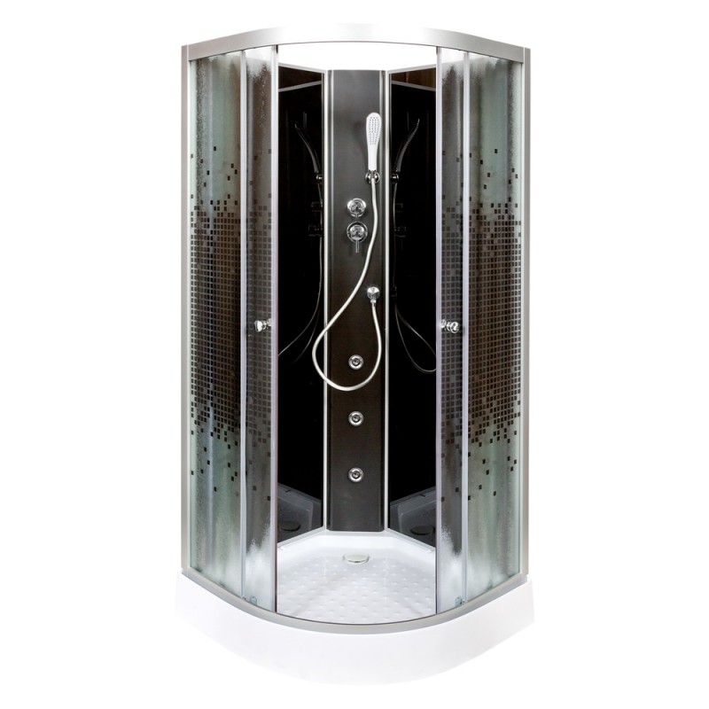 Душевая кабина Deto L 90х90 с гидромассажем, без крыши, черный  L809NGMBLACK - 1