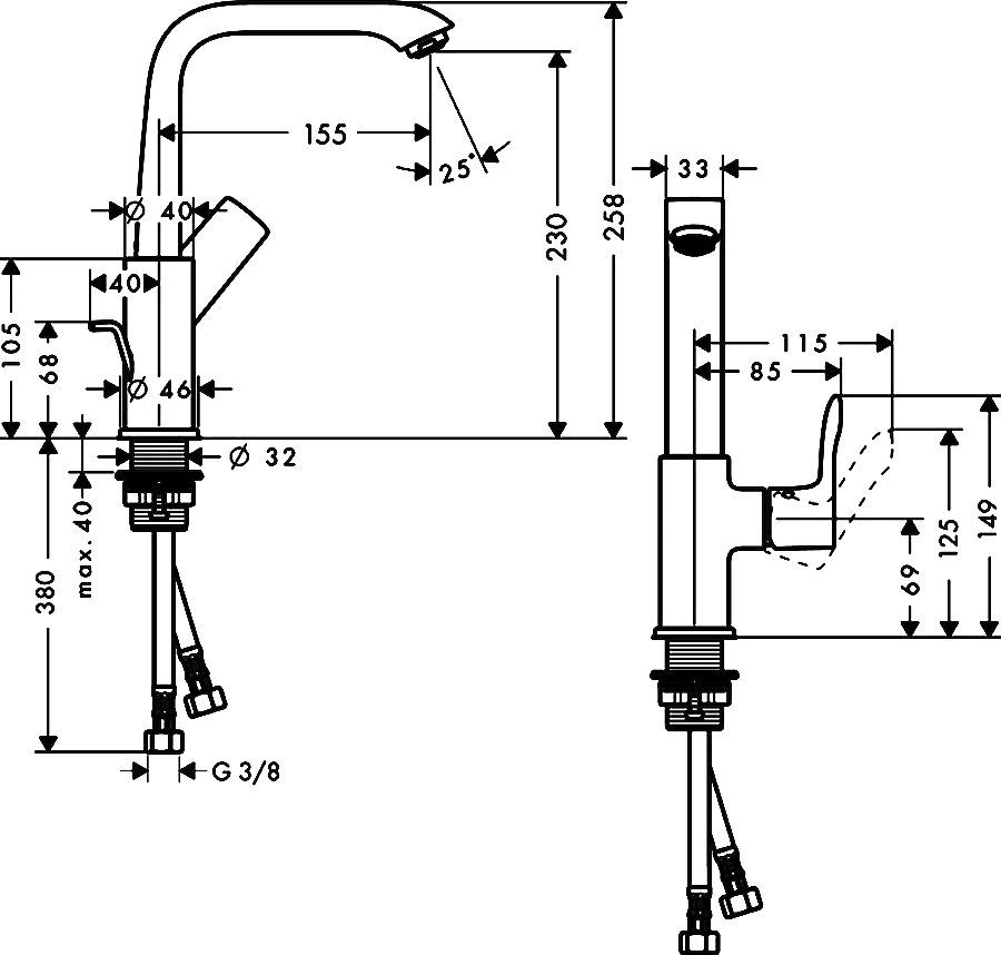 Смеситель Hansgrohe Metris 31087000 для раковины - 11