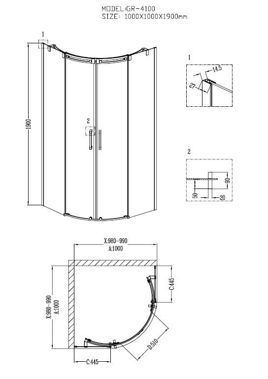 Душевой уголок Grossman Galaxy GR-4100 - 1
