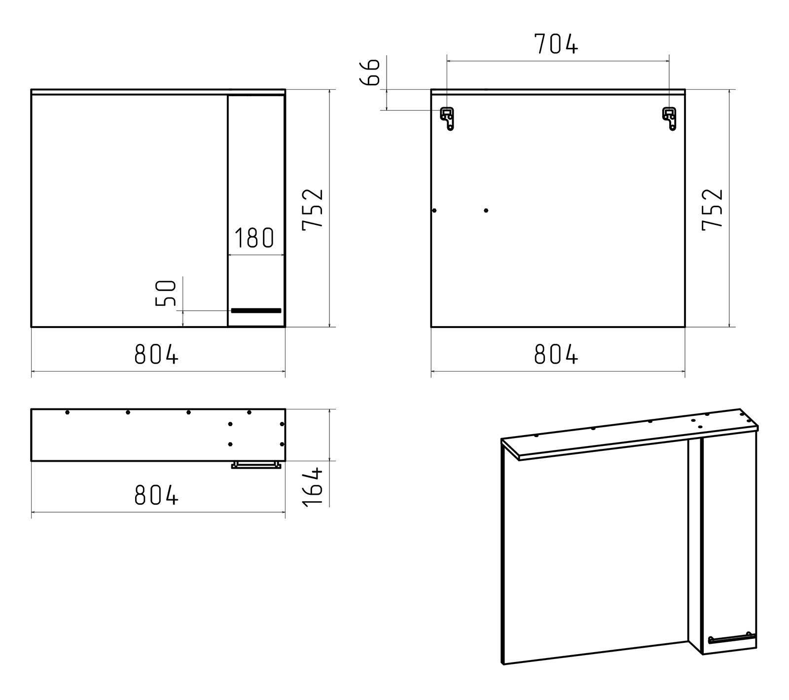 Зеркало-шкаф Misty Крафт 80 правое белое - светлое дерево П-Кра-02080-011П - 3